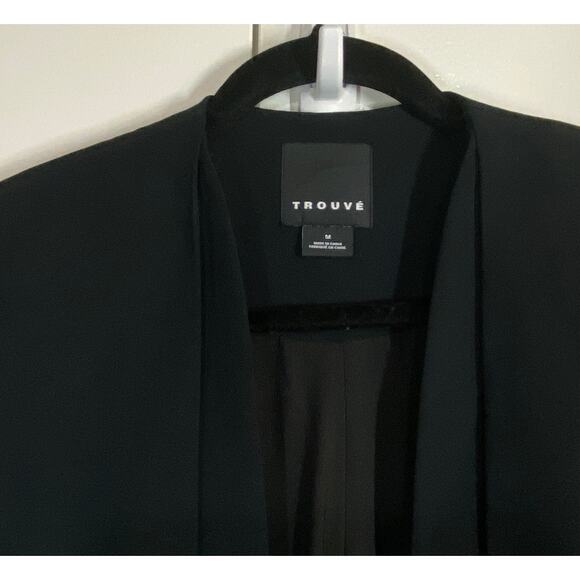 Trouve Nordstrom Pleated Back Open Jacket Blazer Black Medium - Picture 3 of 8